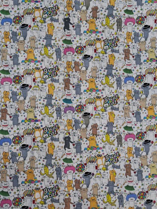 Tissu japonais Chats 70's