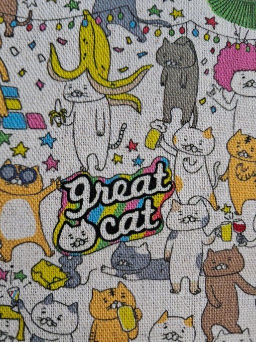 Tissu japonais Chats 70's