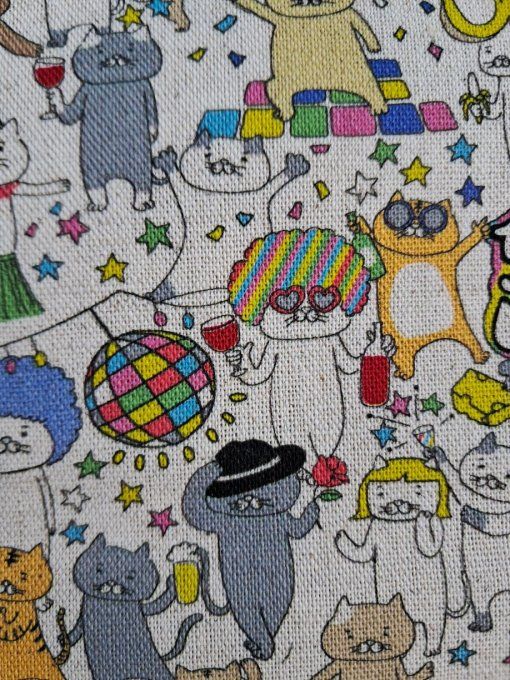 Tissu japonais Chats 70's