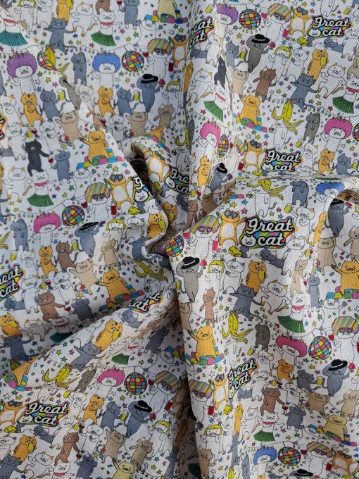 Tissu japonais Chats 70's