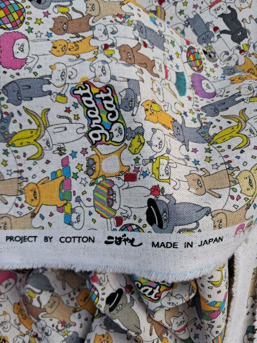 Tissu japonais Chats 70's