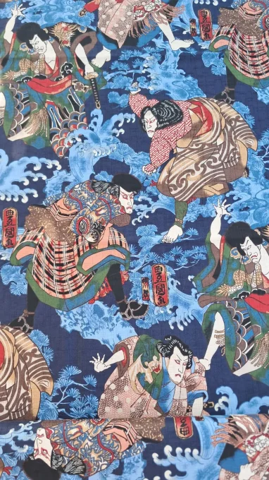 Guerrier Ukiyo-e bleu