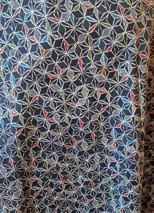tissu japonais asanoha noir