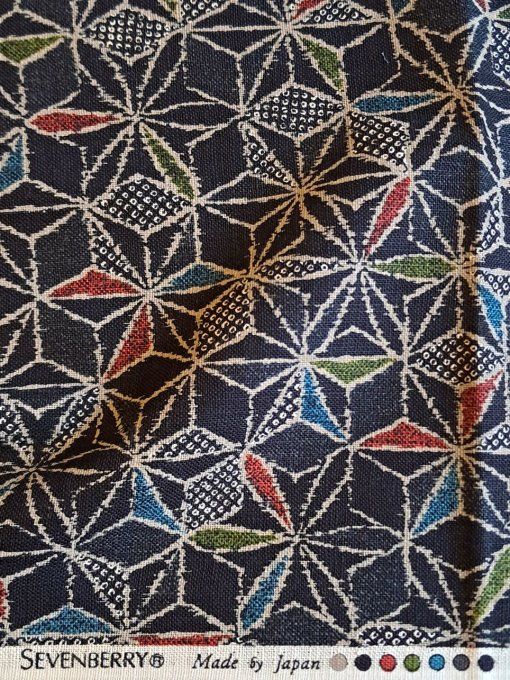 tissu japonais asanoha noir