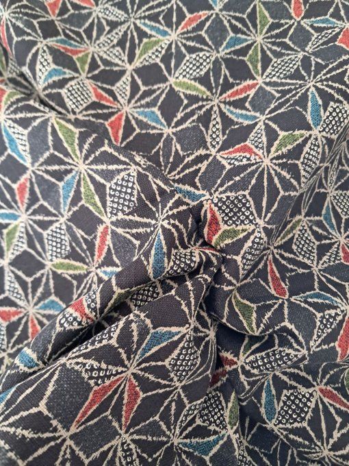 tissu japonais asanoha noir