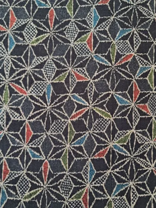 tissu japonais asanoha noir