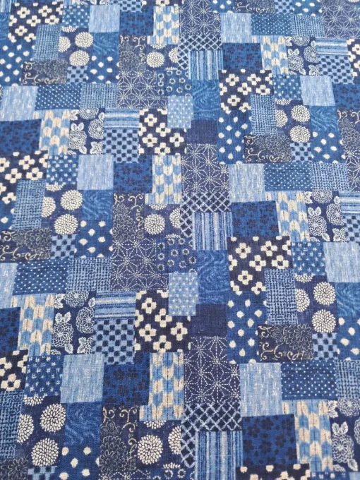 Tissu japonais Boro bleu