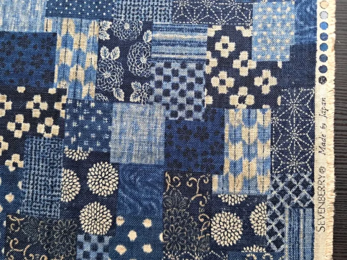 Tissu japonais Boro bleu