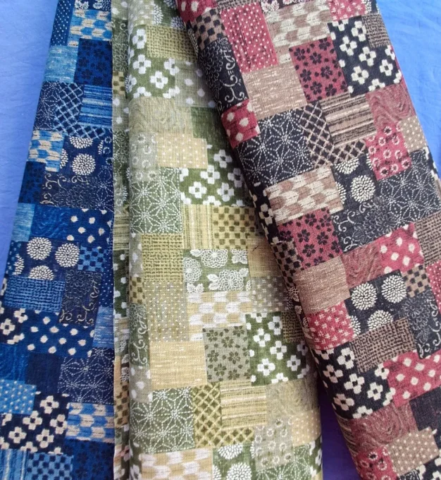 Tissu japonais Boro bleu