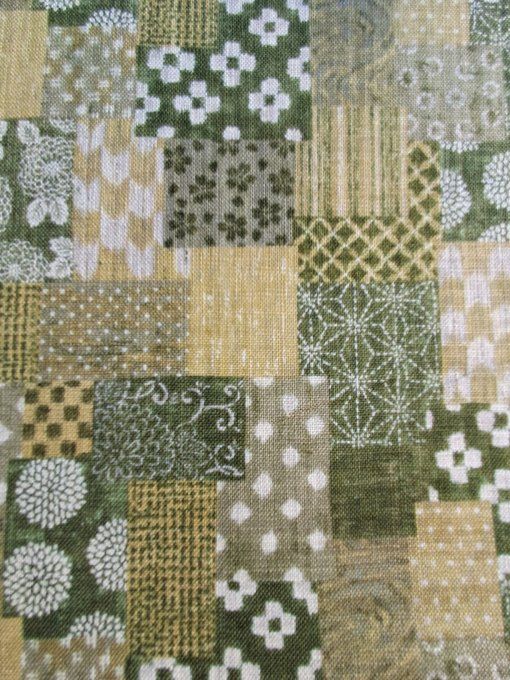 Tissu japonais boro vert