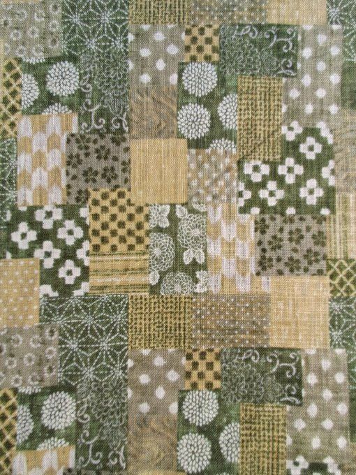 Tissu japonais boro vert