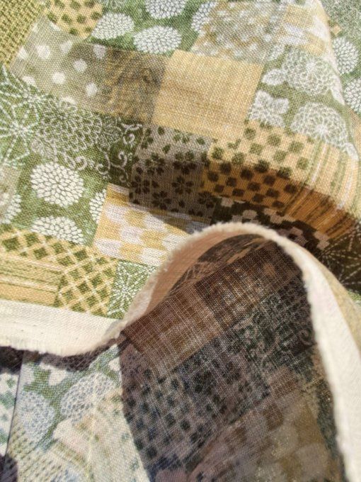 Tissu japonais boro vert