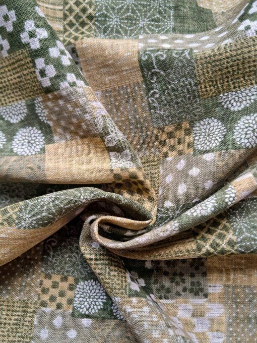 Tissu japonais boro vert