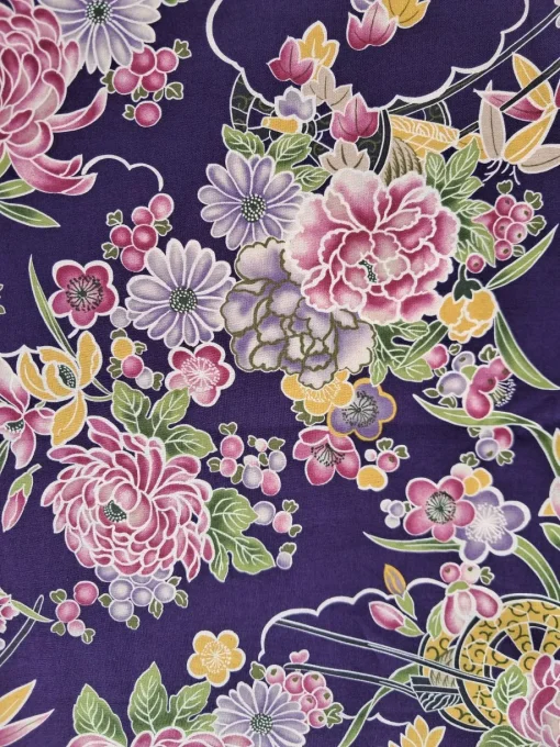 tissu japonais chrysanthème prunier