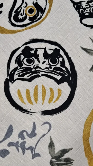 tissu japonais daruma blanc