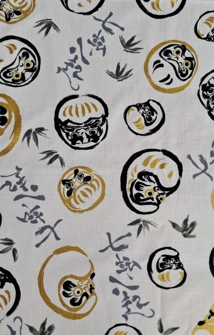 tissu japonais daruma blanc
