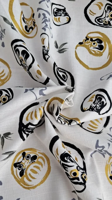 tissu japonais daruma blanc