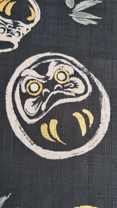 Tissu japonais Daruma noir