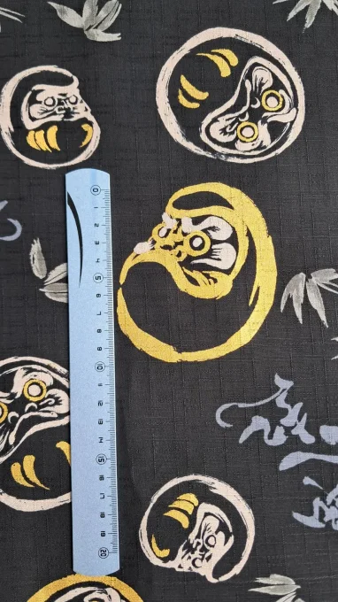Tissu japonais Daruma noir