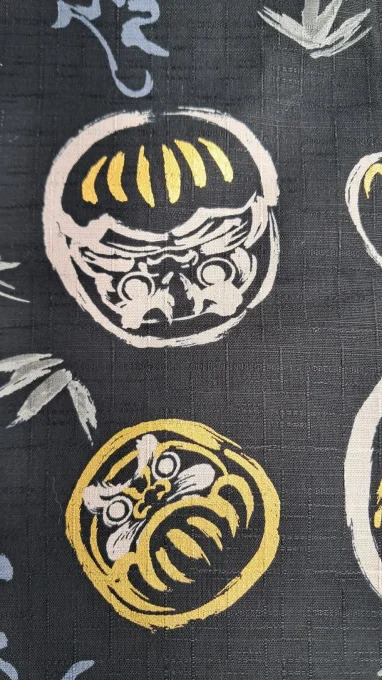 Tissu japonais Daruma noir