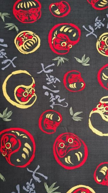 tissu japonais daruma rouge
