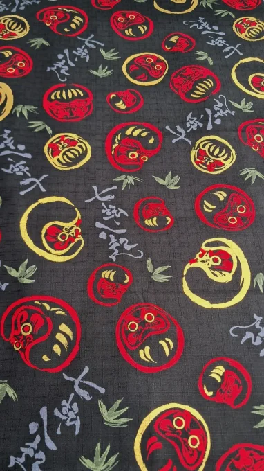 tissu japonais daruma rouge