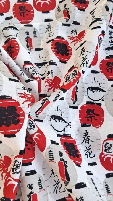 tissu japonais lanterne blanc