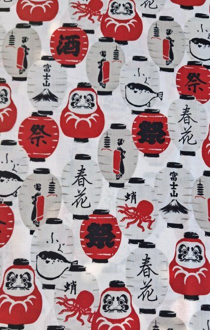 tissu japonais lanterne blanc