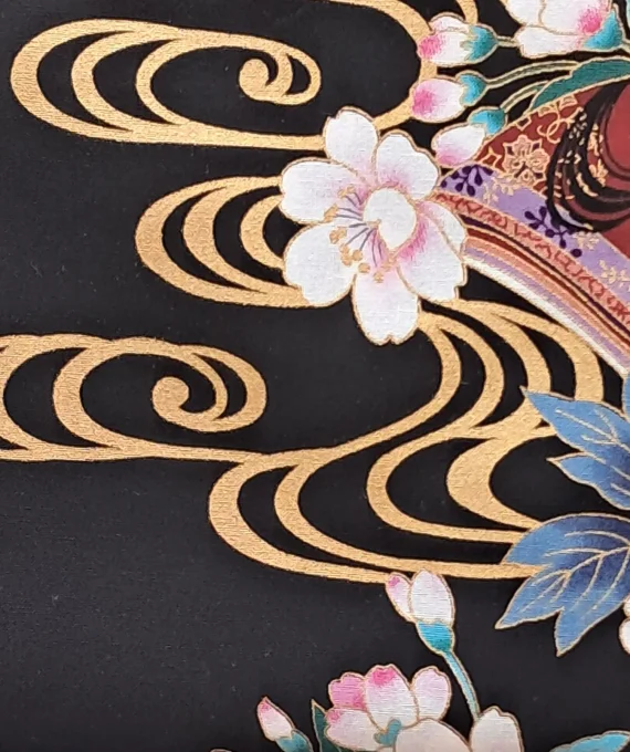 Tissu japonais Dame Murasaki noir