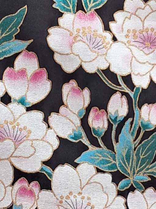 Tissu japonais Dame Murasaki noir