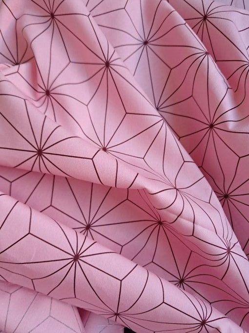 Tissu japonais asanoha nezuko rose